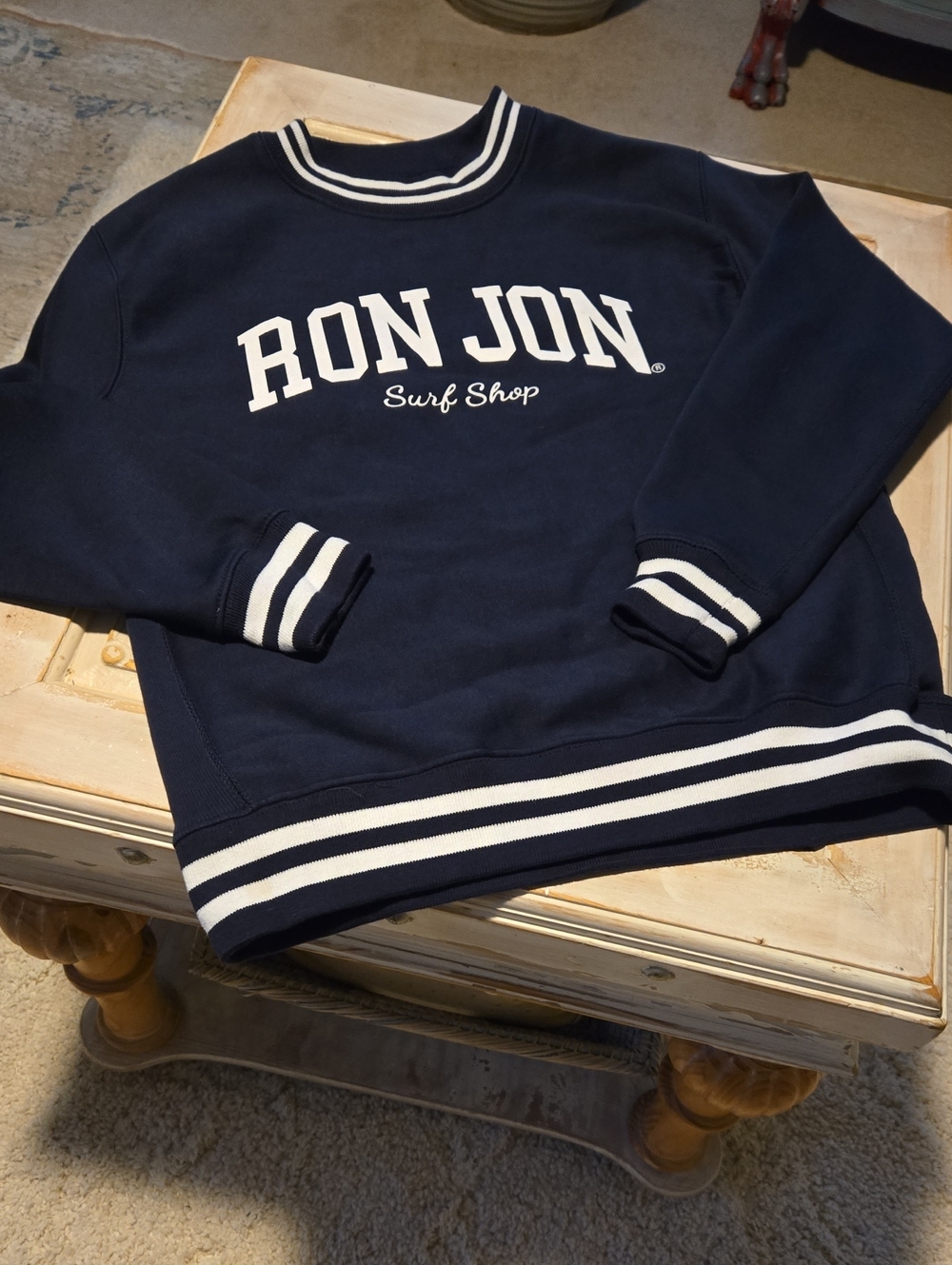 Ron Jon Navy Crewneck with White Stripe Accents